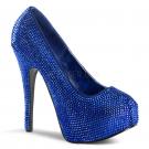 BORDELLO TEEZE BLUE SATIN RHINESTONE