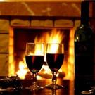 Hot night in a suburban house by the fireplace with hot sexual man..