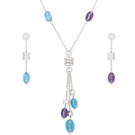 necklace and earring set with amethyst and topaz