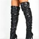 Snake Rouched Snake Knee High Boots