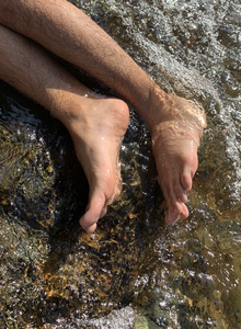 Foot Job in River!
