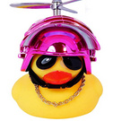 DYBADYSA 1 Pcs Cute Rubber Duck Toy Car Ornaments Yellow Duck Car Dashboard Decorations with Take-Copter Helmet for Adults, Kids, Women, Men Set
